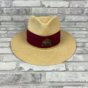Firethorn Straw Hat Maroon Band S/M The Quarry